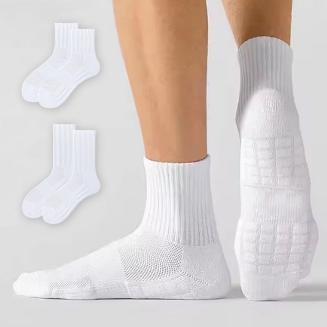 두꺼운 러닝 축구 스포츠 양말 쿠션 무지 중목 장목 통기성, 1개