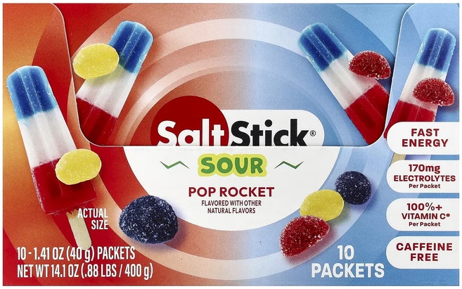 메이커제품입니다 SaltStick 에너지 구미젤리 사워 팝 로켓 10팩 각 40g(1.41oz) 좋은효과를 보실수있습니다, 1개, 40g - 쿠팡