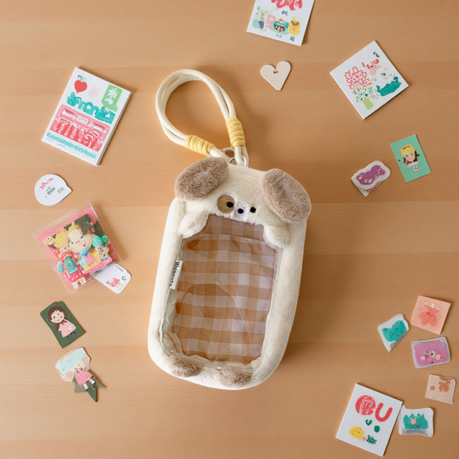 NSION 보호용 투명 러블리 인형 파우치 피규어 가방 키링