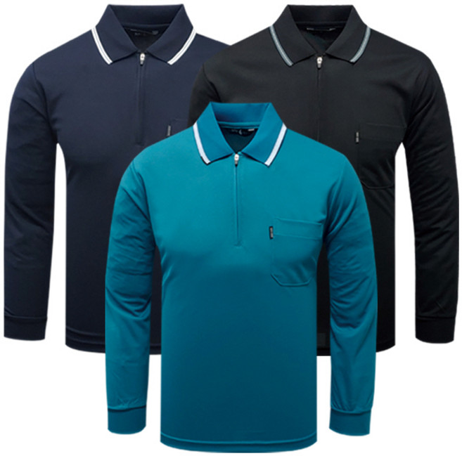 쿨 지퍼 카라 긴팔 티셔츠 작업복 근무복 일상복 단체