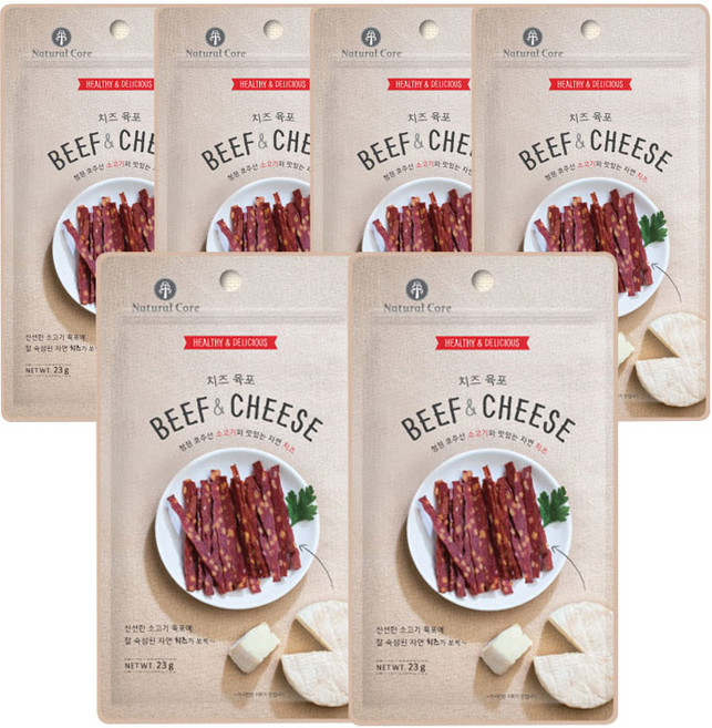 네츄럴코어 비프 치즈컷트 치즈육포 23g 강아지간식, 혼합맛(치즈/소), 6개