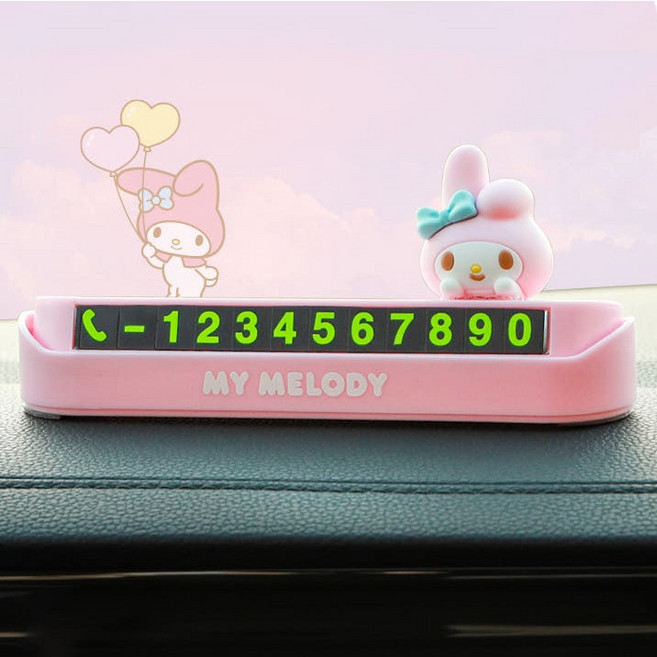 주차번호판 차량용 인테리어 피규어 라인프렌즈 산리오 캐릭터 새차선물 주차판, 1개, 산리오 피규어 마이멜로디