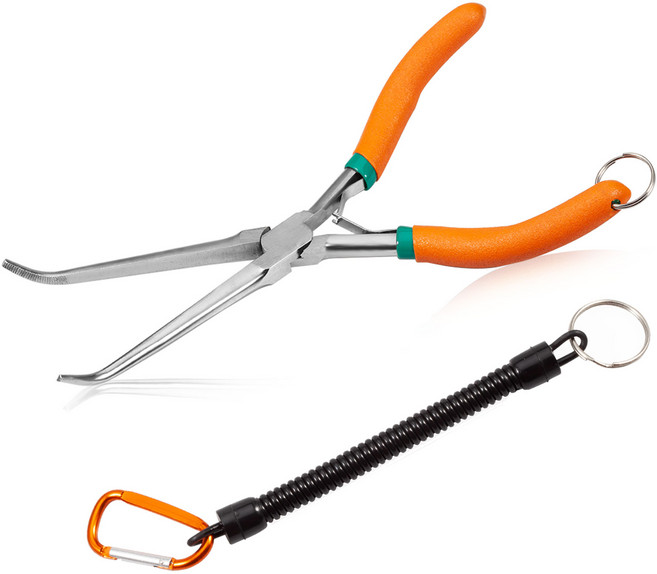 SPEEDWOX 185mm 롱 리치 니들 노즈 플라이어(치아 포함) 좁은 공간을 위한 손실 방지 랜야드가 있는 엑스트라 롱 노즈 미니 정밀 와이어 루프 플라이어, 1개