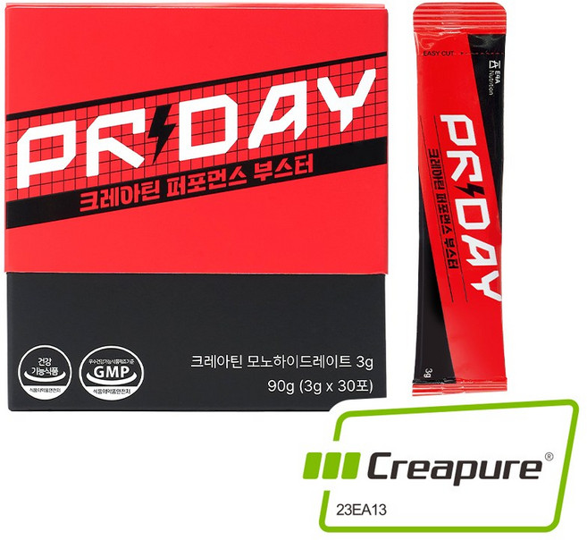 PRDAY 크레아틴 퍼포먼스 부스터 크레아퓨어 모노하이드레이트 레몬맛, 6박스, 30회분