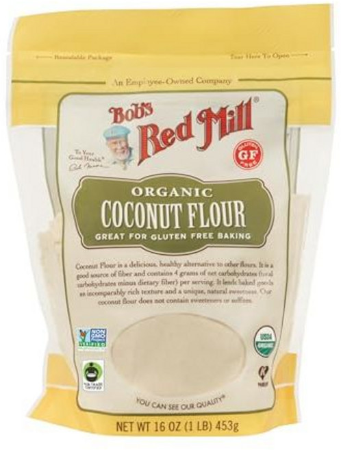 밥스 레드 밀 유기농 코코넛 가루 454g Bob's Red Mill Organic Coconut Flour 16oz (Pack of 1) - Non GMO Fair Trad, 16온스(1팩), VO, 1개