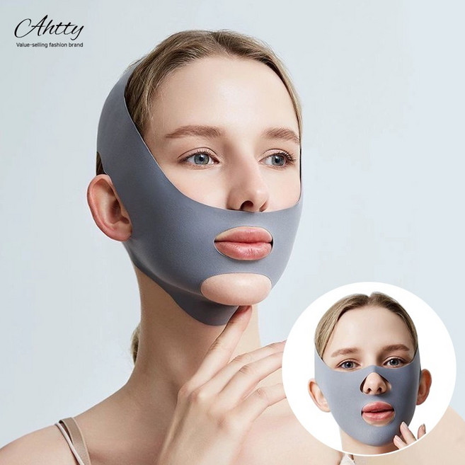 아띠Ahtty 무봉제 심리스 3D 입체 V라인 땡기미 2가지 착용법 얼굴 리프팅 밴드, 1개, 그레이