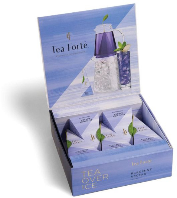 Tea Forte 티 포르테 오버 아이스 샘플러 피처 사이즈 아이스티 인퓨저 홍차 녹차 허브티 화이트티 5캔 (1팩) 미국 티백, Blue Mint Nectar, 1개