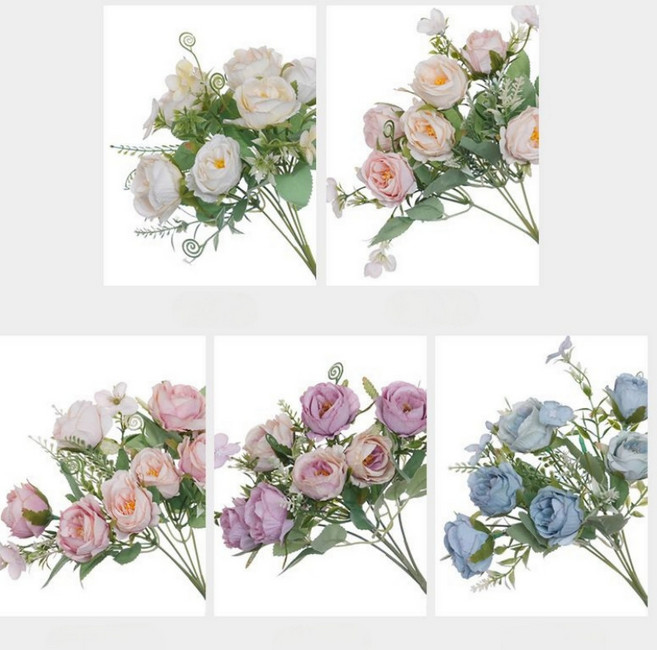 도시정원 조화 엘레강스 장미 꽃다발 + 쇼핑백, 퍼플, 1개