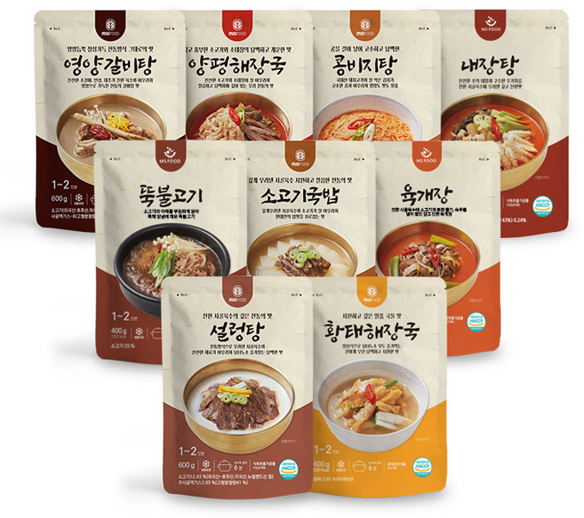 탕류 9종세트 (설렁탕/콩비지/육개장/내장탕/소고기국밥/양평해장국/갈비탕/뚝불고기/황태해장국) 엠에스푸드, 01_, 1개, 5.4kg