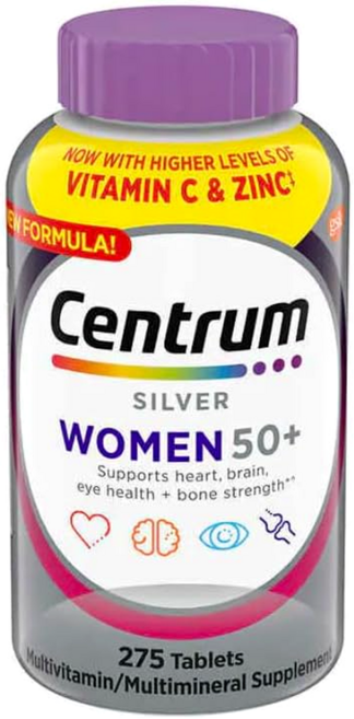 Centrum 종합 Vitamin 센트룸 멀티 비타민 C 아연 zinc 실버 우먼 50+ 중장년 타블렛, 275정, 1개