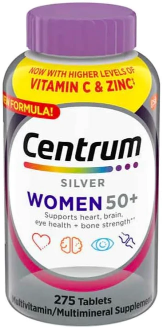 Centrum 종합 Vitamin 센트룸 멀티 비타민 C 아연 zinc 실버 우먼 50+ 중장년 타블렛, 275정, 1개 - 쿠팡