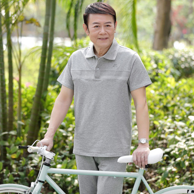 男士休閒運動套裝 短袖T恤長褲兩件組