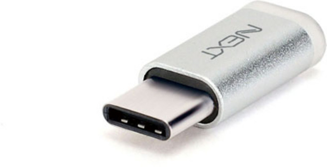 넥스트유 NEXT-1513TC 마이크로5핀 TO USB-C 변환 젠더, 실버, 1개, 25mm