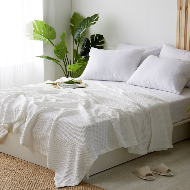 밀리에르 모달와플 이불 겸 스프레드 침대패드, 화이트