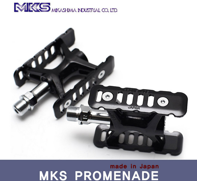 MKS 엠케이에스 프로메네이드 경량 알로이 페달/PROMENADE/made in Japan/투어링 폴딩 시티바이크, 블랙, 1개