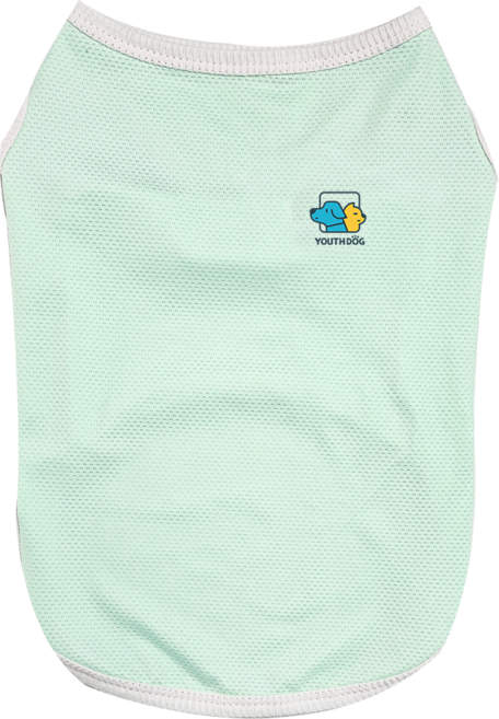 유스도그 시그니처 여름 쿨매쉬 망사 민소매 쿨링나시 티셔츠 강아지옷, 그린, 1개