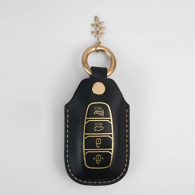 MODACE 현대 호환 소가죽 자동차 키케이스 4버튼/5버튼, 케이스만, 4버튼 블랙