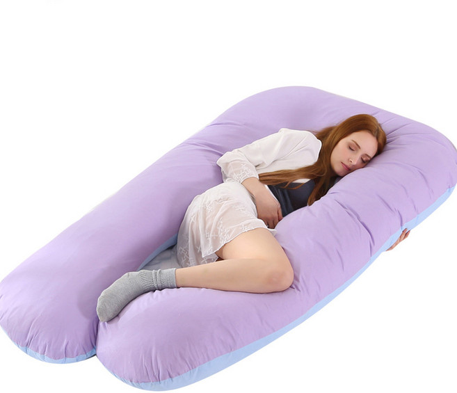KC인증완료 유판 YOUPAN U자형 임산부 바디필로우 대형 커버분리형 투톤 롱쿠션 꿀잠 베개 긴 베개 3kg, B 퍼플 블루