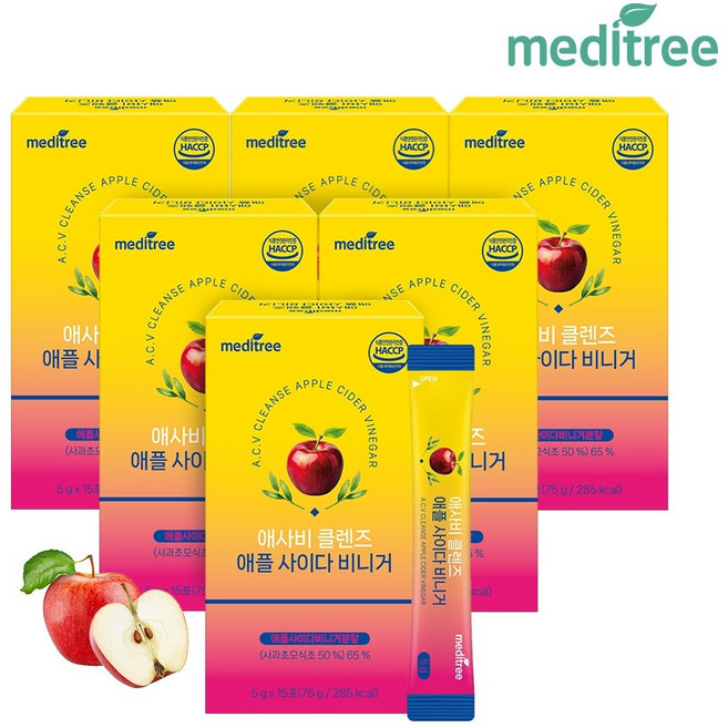 메디트리 애사비 클렌즈 애플 사이다 비니거 6박스, 75g
