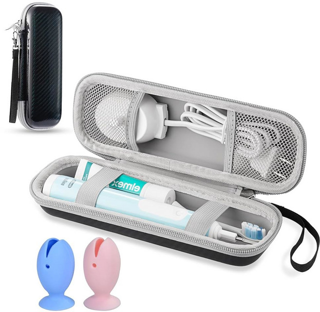 구강 프로 립스 소닉케어 전동 칫솔용 TUNYINSH 여행용 케이스 칫솔 헤드 커버 액세서리 보관이 가능한 휴대용 하드 보호 보관 가방 핑크색, Jasper Case and 2 Caps