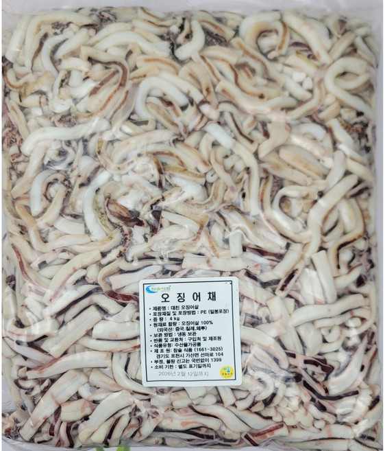 자숙된 오징어 살 4kg 냉동 초무침용 대용량 업소용, 1개