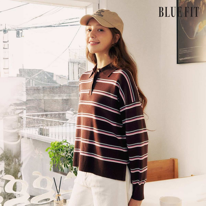 [론칭가 69 000원→2만원↓] 블루핏 멀티 스트라이프 니트