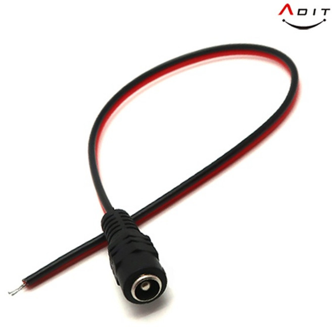 (ADIT) DC 2선 to DC 잭 DIY 전원케이블 칼라 Female(암) (외경5.5/내경2.1) AM2812 (0.3m), 1개