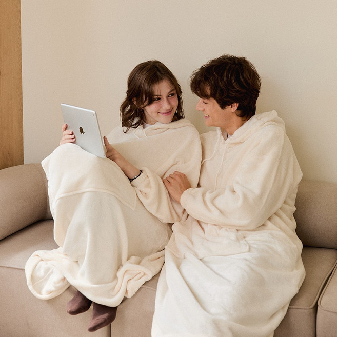 집순이 빅 후드 탈부착 입는 담요 극세사 파자마 수면잠옷