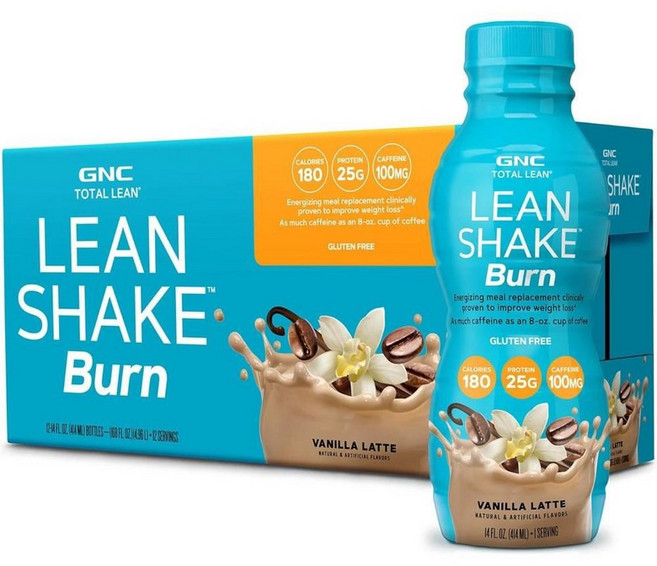 GNC 린 쉐이크 번 바닐라 라떼 414ml x 12병 분리 유청 단백질 프로틴 Lean, 12개