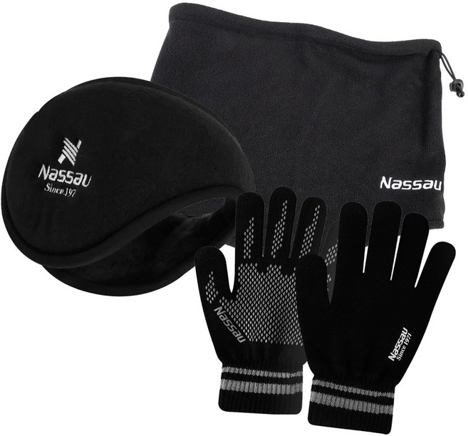 낫소 겨울 방한 3종 세트 (스마트 터치 니트장갑/넥워머/귀마개 세트), 겨울방항 3종세트(장갑/넥워머/귀마개) 아동~여성, 1개