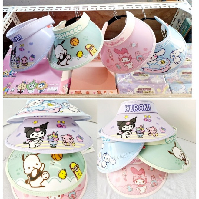 시나모롤 쿠로미 마이멜로디 포차코 어린이 썬캡 끈조절가능