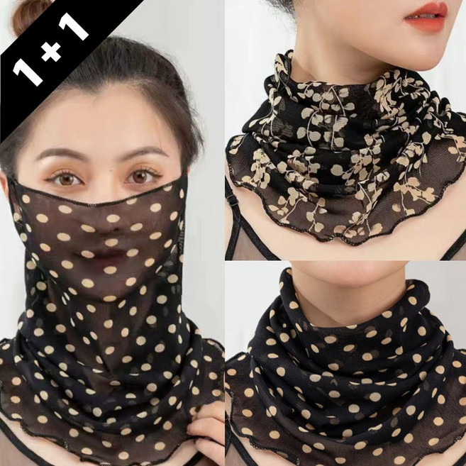 [1+1] 나나스윗 여성 숨쉬기 편한 쉬폰 소재 목주름 커버 스카프 마스크