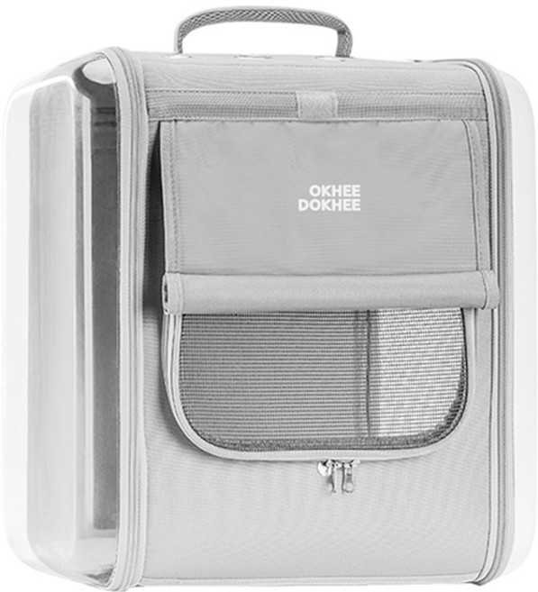 옥희독희 네모냥 반려동물 백팩형 이동장, 그레이, 1개