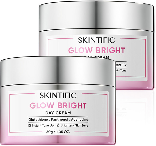 SKINTIFIC GLOW BRIGHT 亮顔霜 素顏霜 透亮美肌 均勻膚色 自然提亮, 2個, 素顏霜,雙入組, 30g