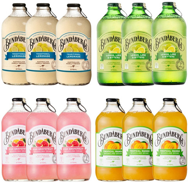 분다버그 4종믹스 핑크자몽/망고/레몬에이드/레몬라임, 375ml, 12개