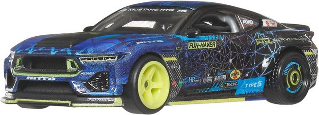 핫 휠 프리미엄 자동차 문화 1:64 스케일 다이캐스트 2024 머스탱 RTR 사양 5-FD 수집용 차량 실제 라이더 타이어 및 금속금속 차체 섀시 포함