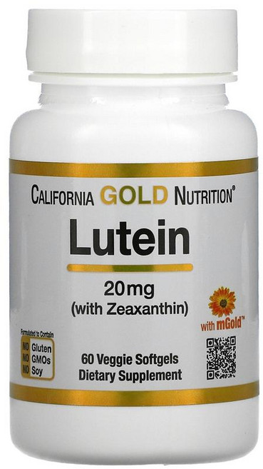 캘리포니아 골드 루테인 제아잔틴 함유 20mg 베지 소프트젤 60정 금잔화, 1개
