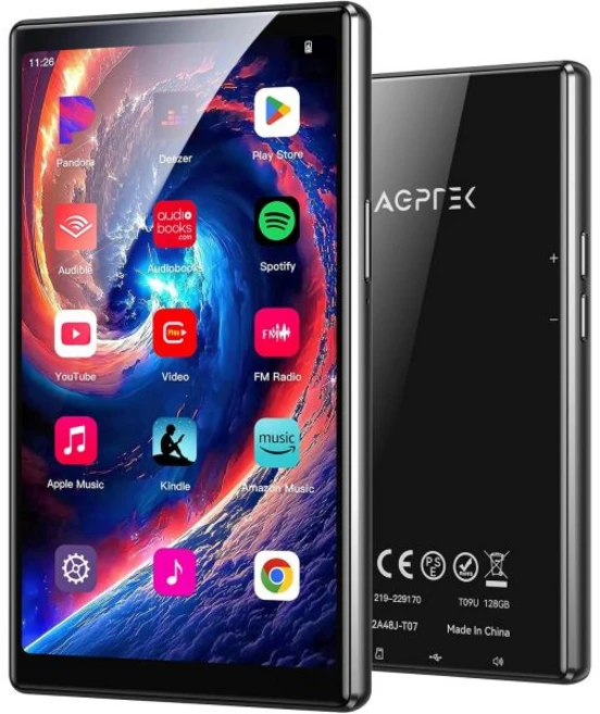 블루투스 및 WiFi가 지원되는 AGPTEK 5인치 128GB MP3 플레이어 스포티파이가 T09 터치스크린 안드로이드 13 음악 Audible YouTube 최대 1TB 블랙, 블루투스 및 WiFi가 지원되는 AGPTEK 5인치 1 - 쿠팡