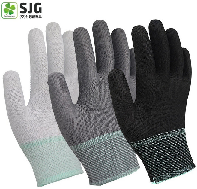 SJG 클로버 PU 내피장갑 속장갑 50켤레, 블랙 M, 1세트