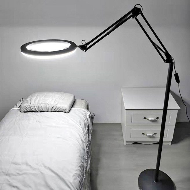 LED 스탠드 반영구 확대경 조명 미용 타투 네일 8배율 링라이트 속눈썹 조명 흰색 1개, 블랙