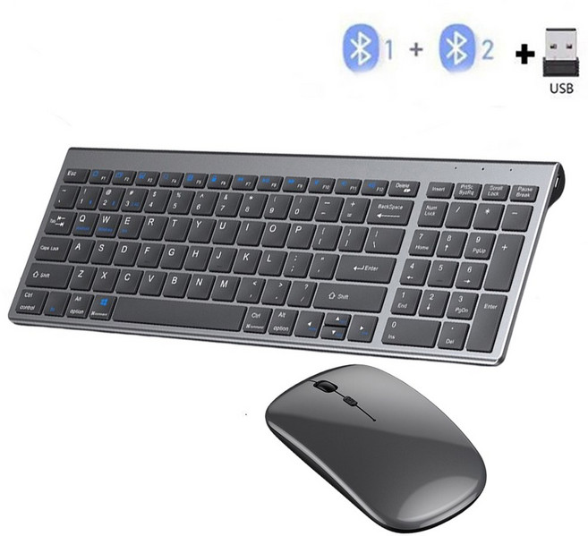 회색 블루투스 사이즈 콤보 키보드 마우스 노트북용 노트북 무선 4G 충전식, Hebrew, 1