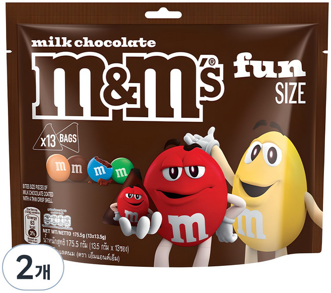 엠앤엠즈 밀크 초콜릿 펀사이즈, 175.5g, 2개