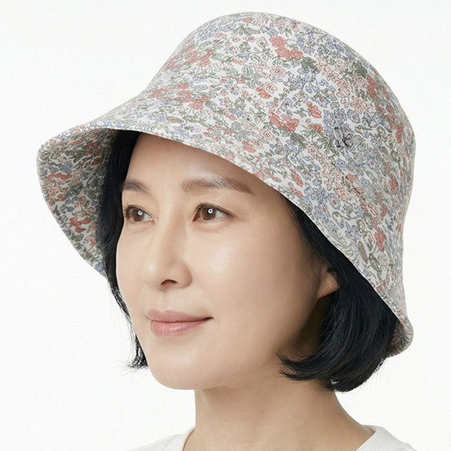 [국산] 여름 벙거지 풀꽃 정원 와이어햇 중년여성 모자 할머니 화려한 망사 플라워