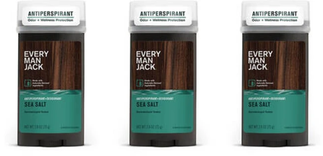 에브리맨잭 씨솔트 남성용 발한 억제제 데오드란트 오래 지속되는 냄새 땀 보호 73g 3개 - 쿠팡