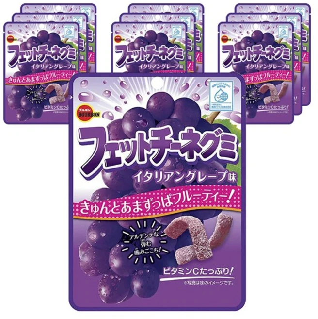 일본 부르봉 페투치니 구미 이탈리안 포도맛 포도맛 젤리 50g x 10봉 세트, 10개 - 쿠팡