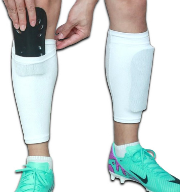 후후패밀리 튜브삭스 스타킹 슬리브 튜브스타킹 신가드홀더 포켓 더블슬리브 밴드 축구, 화이트, 1개