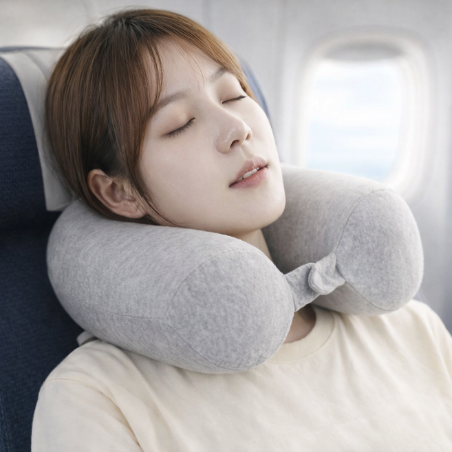 더프레즌트 메모리폼 내맘대로 변형 여행용 목베개, 연회색