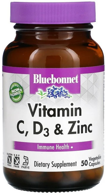 Bluebonnet Nutrition 비타민C D3 앤드 아연 베지캡슐 50정, 1개, 1PACKAGE - 쿠팡