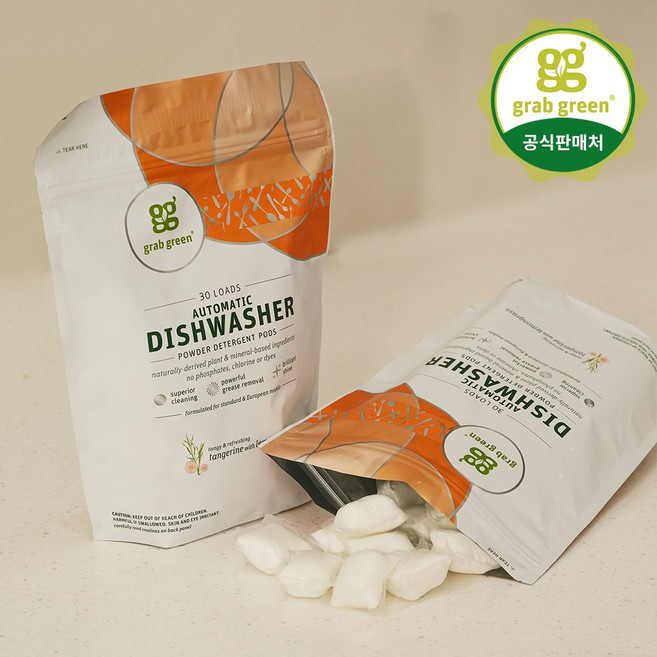그랩그린 식기세척기세제 30개입 가루캡슐세제 수입정품 안전검사 통과 국내 식세기 최적화, 420g, 2개