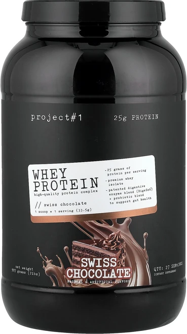 Project 1 Nutrition Whey Protein High-Quality Protein Complex Swiss Chocolate 2 lbs (907 g), Project 1 Nutrition, Whey Prot, 907g, 1개 - 쿠팡
